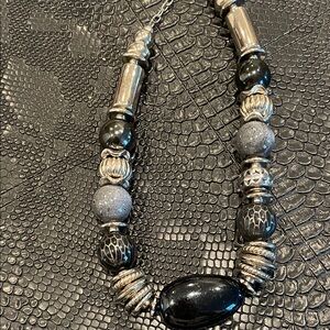 Elegant Black and Silver Beaded Necklace